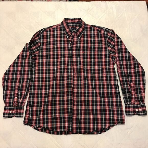 Izod red/blue plad long sleeve dress shirt XL‎ - Picture 1 of 3